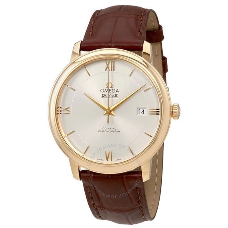 Omega De Ville Prestige 39.5 Silver Dial 18k Red Gold Leather Strap 424.53.40.20.02.002